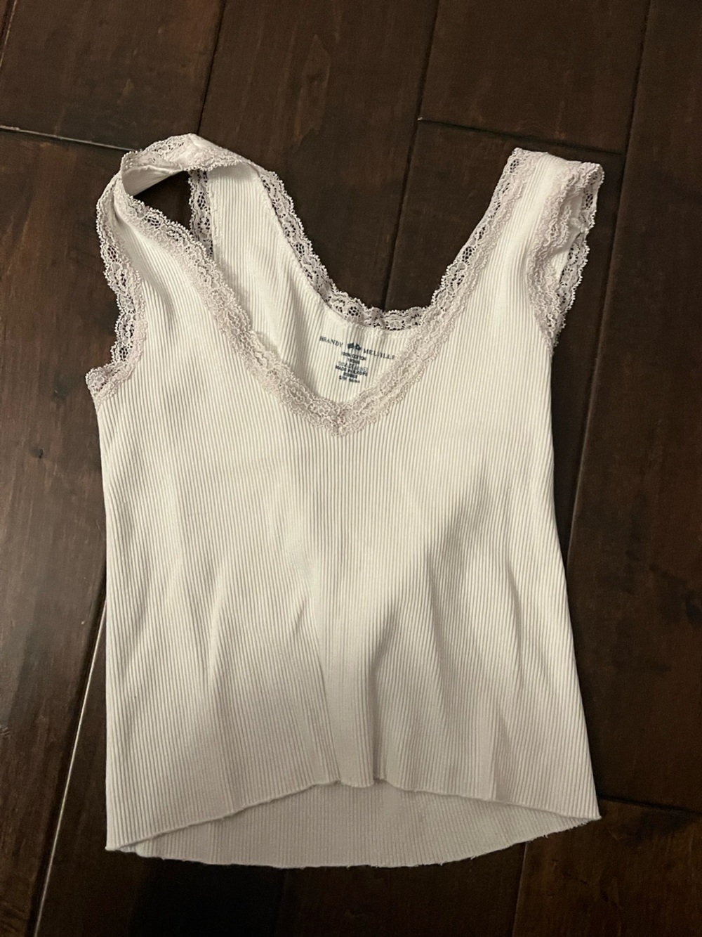 Brandy Melville white lace tank. Women Lace-Trim Ribbed Tank Top - white